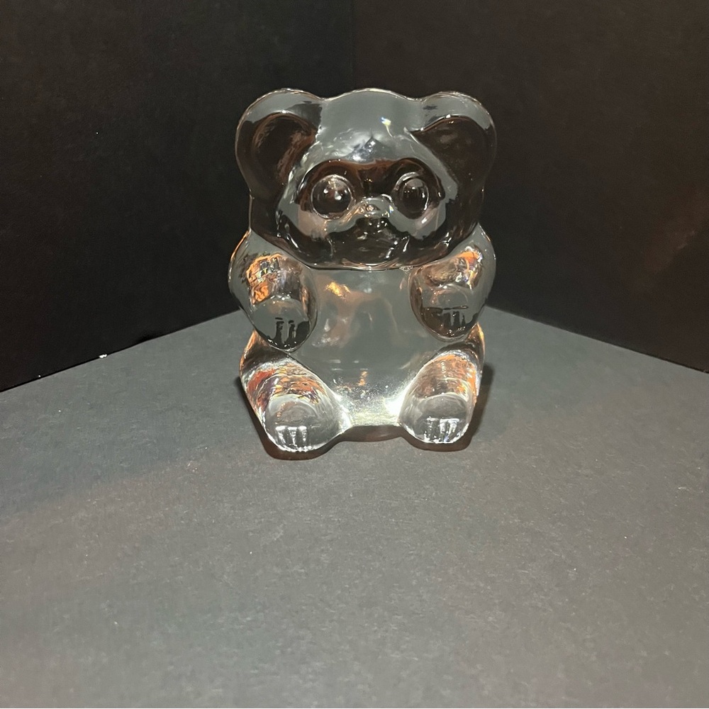 Heavy Clear Glass Crystal Bear Paperweight Figurine Desk Decor